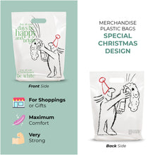 Load image into Gallery viewer, 100 Pack 12" x 15" with 1.25 mil Thick Die Cut Christmas Retail Bags