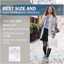 Load image into Gallery viewer, 100 Pack 12" x 15"  2 mil Thick Quality White Glossy Bags with Double Reinforced Handles
