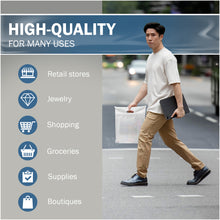 Load image into Gallery viewer, 100 Pack 12" x 15"  2 mil Thick Quality White Glossy Bags with Double Reinforced Handles