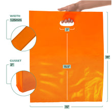 Load image into Gallery viewer, 100 Pack 15" x 18"+2 with 1.25 mil Thick Die Cut Orange Bags