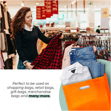 Load image into Gallery viewer, 100 Pack 15" x 18"+2 with 1.25 mil Thick Die Cut Orange Bags