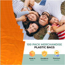 Load image into Gallery viewer, 100 Pack 15" x 18"+2 with 1.25 mil Thick Die Cut Orange Bags