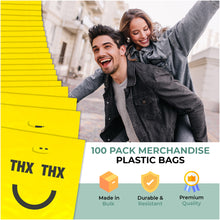 Load image into Gallery viewer, 100 Pack 15" x 18" with 1.25 mil Thick Thank You Yellow Bags