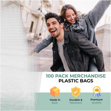 Load image into Gallery viewer, Clear Merchandise Plastic Glossy Retail Bags 100 Pack 9" x 12" with 1.25 mil Thick