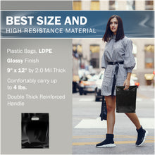 Load image into Gallery viewer, 100 Pack 9" x 12" with 2 mil Thick Black Merchandise Bags