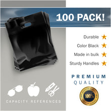 Load image into Gallery viewer, 100 Pack 9" x 12" with 2 mil Thick Black Merchandise Bags