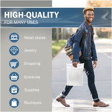 Load image into Gallery viewer, 100 Pack 9" x 12" with 2 mil Thick Double Reinforced Handles White Merchandise Bags