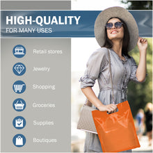 Load image into Gallery viewer, 100 Pack 12" x 15" with 1.5 mil Thick Orange Shopping Bags