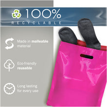 Load image into Gallery viewer, 200 Pack 12" x 15" with 1.5 mil Thick Pink Shopping Bags