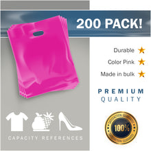 Load image into Gallery viewer, 200 Pack 12" x 15" with 1.5 mil Thick Pink Shopping Bags