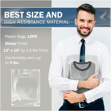 Load image into Gallery viewer, 200 Pack 12" x 15" with 1.5 mil Thick Clear Shopping Bags