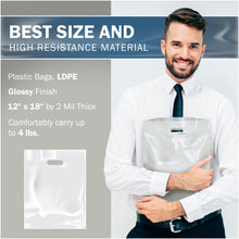 Load image into Gallery viewer, 100 Pack 12" x 18" with 2 mil Thick White Shopping Bags