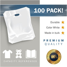 Load image into Gallery viewer, 100 Pack 12" x 18" with 2 mil Thick White Shopping Bags