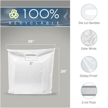 Load image into Gallery viewer, 50 Pack 26" x 26" with 3 mil Thick Extra Large White Merchandise Plastic Retail Bags (HDPE)