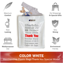 Load image into Gallery viewer, 100 Pack 12" x 18" with 2 mil Thick Extra Large White Merchandise Plastic Retail Lang Thank You Bags
