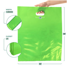 Load image into Gallery viewer, Green Merchandise Plastic Shopping Bags - 100 Pack 15&quot; x 18&quot; 1.25 mil Thick, 2 in Gusset
