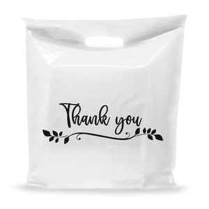 100 Pack 20" x 20" with 2 mil Thick Extra Large White Merchandise Plastic Retail Lea Thank You Bags