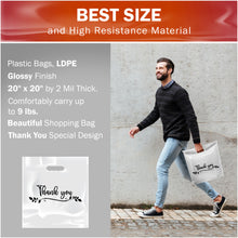 Load image into Gallery viewer, 100 Pack 20&quot; x 20&quot; with 2 mil Thick Extra Large White Merchandise Plastic Retail Lea Thank You Bags