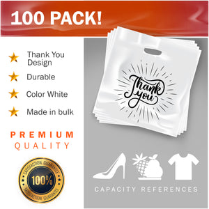 100 Pack 20" x 20" with 2 mil Thick Extra Large White Merchandise Plastic Retail Spark Thank You Bags