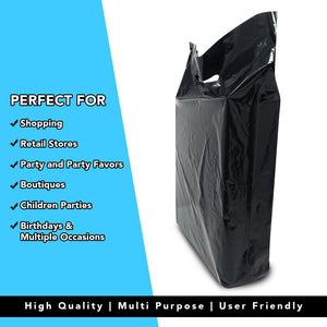 Black Merchandise Plastic Shopping Bags - 100 Pack 15" x 18" 1.25 mil Thick, 2 in Gusset