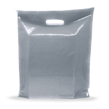 Load image into Gallery viewer, Silver Merchandise Plastic Shopping Bags - 100 Pack 12" x 15" with 2.0 mil Thick
