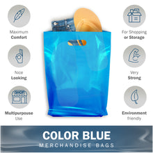 Load image into Gallery viewer, 100 Pack 12" x 15" with 1.25 mil Thick Blue Merchandise Plastic Glossy Retail Bags