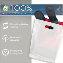 Load image into Gallery viewer, White Merchandise Plastic Shopping Bags - 100 Pack 12" x 15"with 1.25 mil Thick