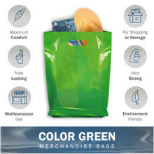 Load image into Gallery viewer, 100 Pack 12" x 15" with 1.25 mil Thick Green Merchandise Plastic Glossy Retail Bags