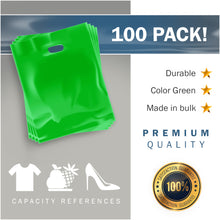 Load image into Gallery viewer, 100 Pack 12" x 15" with 1.25 mil Thick Green Merchandise Plastic Glossy Retail Bags