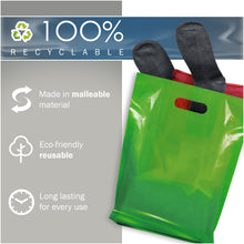 Load image into Gallery viewer, 100 Pack 12" x 15" with 1.25 mil Thick Green Merchandise Plastic Glossy Retail Bags