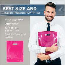 Load image into Gallery viewer, 100 Pack 12" x 15" x 1.25 Pink Merchandise Bags