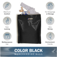 Load image into Gallery viewer, Black Merchandise Plastic Shopping Bags - 100 Pack 12" x 18" with 2 mil Thick