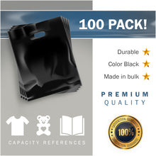 Load image into Gallery viewer, Black Merchandise Plastic Shopping Bags - 100 Pack 12" x 18" with 2 mil Thick