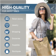 Load image into Gallery viewer, Gold Merchandise Plastic Shopping Bags - 100 Pack 12" x 18" with 2 mil Thick