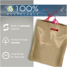 Load image into Gallery viewer, Gold Merchandise Plastic Shopping Bags - 100 Pack 12" x 18" with 2 mil Thick