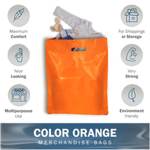 Load image into Gallery viewer, Orange Merchandise Plastic Shopping Bags - 100 Pack 12" x 18" with 2 mil Thick
