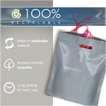 Load image into Gallery viewer, Silver Merchandise Plastic Shopping Bags - 100 Pack 12" x 18" with 2 mil Thick