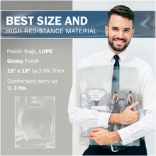 Load image into Gallery viewer, 100 Pack 15" x 18" with 2 mil Thick Clear Merchandise Plastic Glossy Retail Bags