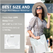 Load image into Gallery viewer, 100 Pack 22&quot; x 22&quot; with 2 mil Thick Extra Large White Merchandise Plastic Retail Bags