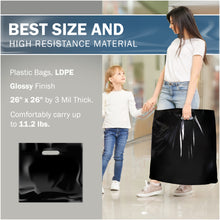Load image into Gallery viewer, 50 Pack 26" x 26" with 3 mil Thick Extra Large Black Merchandise Plastic Retail Bags