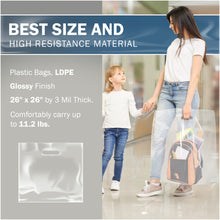 Load image into Gallery viewer, 50 Pack 26&quot; x 26&quot; with 2 mil Thick Extra Large Clear Merchandise Plastic Retail Bags