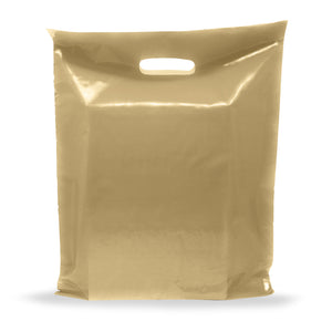 Gold Merchandise Plastic Shopping Bags - 100 Pack 9" x 12" with 2.0 mil Thick