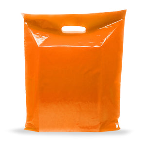 Orange Merchandise Plastic Shopping Bags - 100 Pack 9" x 12" with 1.5 mil Thick