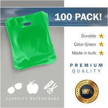 Load image into Gallery viewer, Green Merchandise Plastic Shopping Bags - 100 Pack 9&quot; x 12&quot; with 1.5 mil Thick