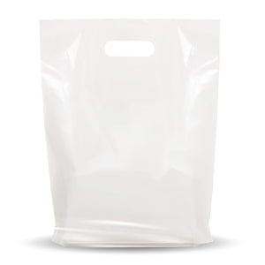 100 Pack 12" x 15" with 1.25 mil Thick White Shopping Bags