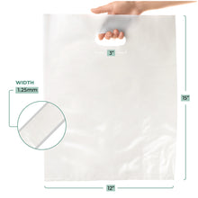 Load image into Gallery viewer, 100 Pack 12&quot; x 15&quot; with 1.25 mil Thick White Shopping Bags