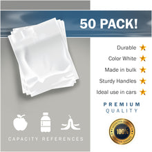 Load image into Gallery viewer, 50 Pack 12&quot; x 15&quot; with 2 mil Thick White Disposable Car Trash Bags