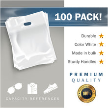 Load image into Gallery viewer, 100 Pack 12&quot; x 15&quot;  2 mil Thick Quality White Glossy Bags with Double Reinforced Handles