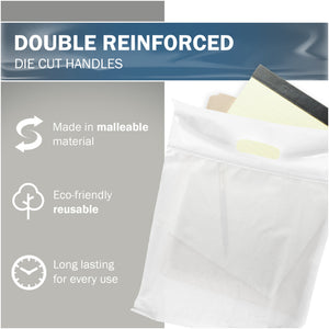 100 Pack 12" x 15"  2 mil Thick Quality White Glossy Bags with Double Reinforced Handles