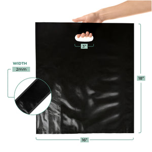 100 Pack 16" x 18" with 2 mil Thick Black Glossy Bags